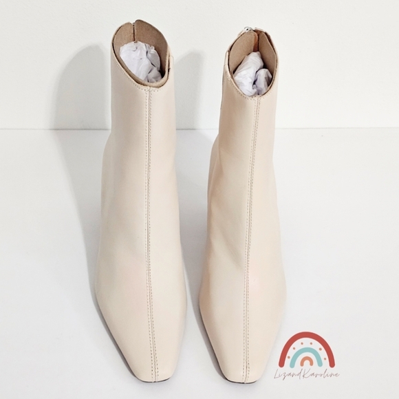 New! Madewell The Dimes Stiletto Heel Leather Ankle Boot in Ecru 7 - Picture 7 of 14